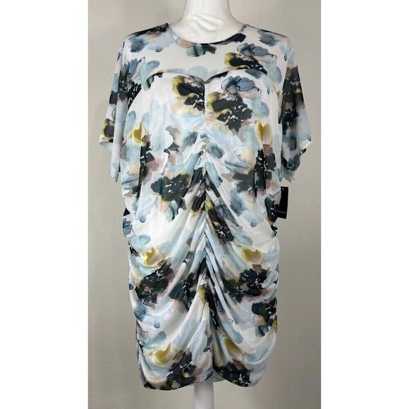 Torrid Stretch Mesh Crew Neck Ruched Top Floral Plus Size 4X (26) - Picture 5 of 13